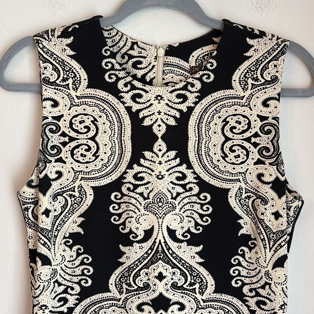 J. McLaughlin Women Elegant Black and Cream Patterned Dress Catalina cloth small - Picture 2 of 11
